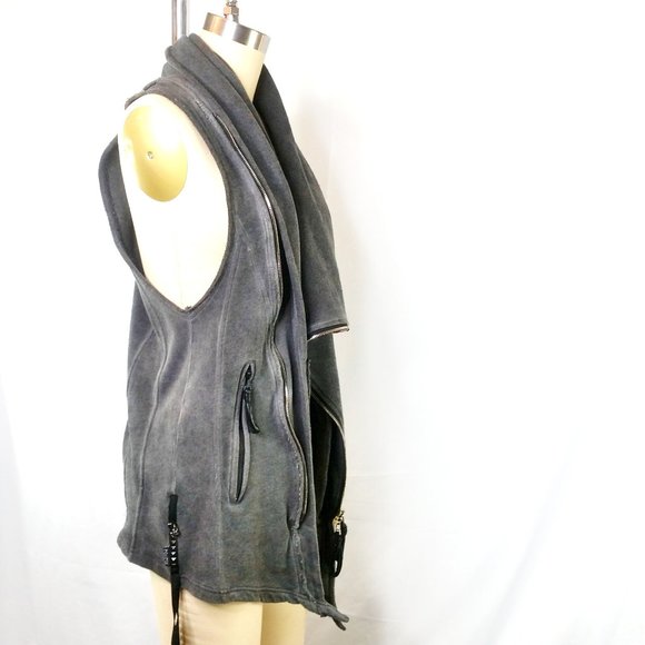 KMRii Rider Vest Long Gray Dystopian Unisex Gilet - Picture 6 of 16